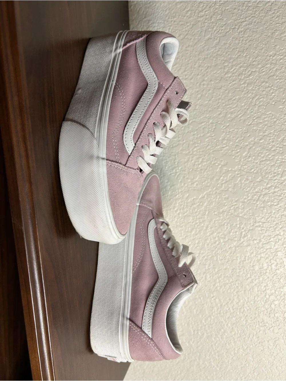 Women’s Pink Suede Low-Top Sneakers with White Stripe